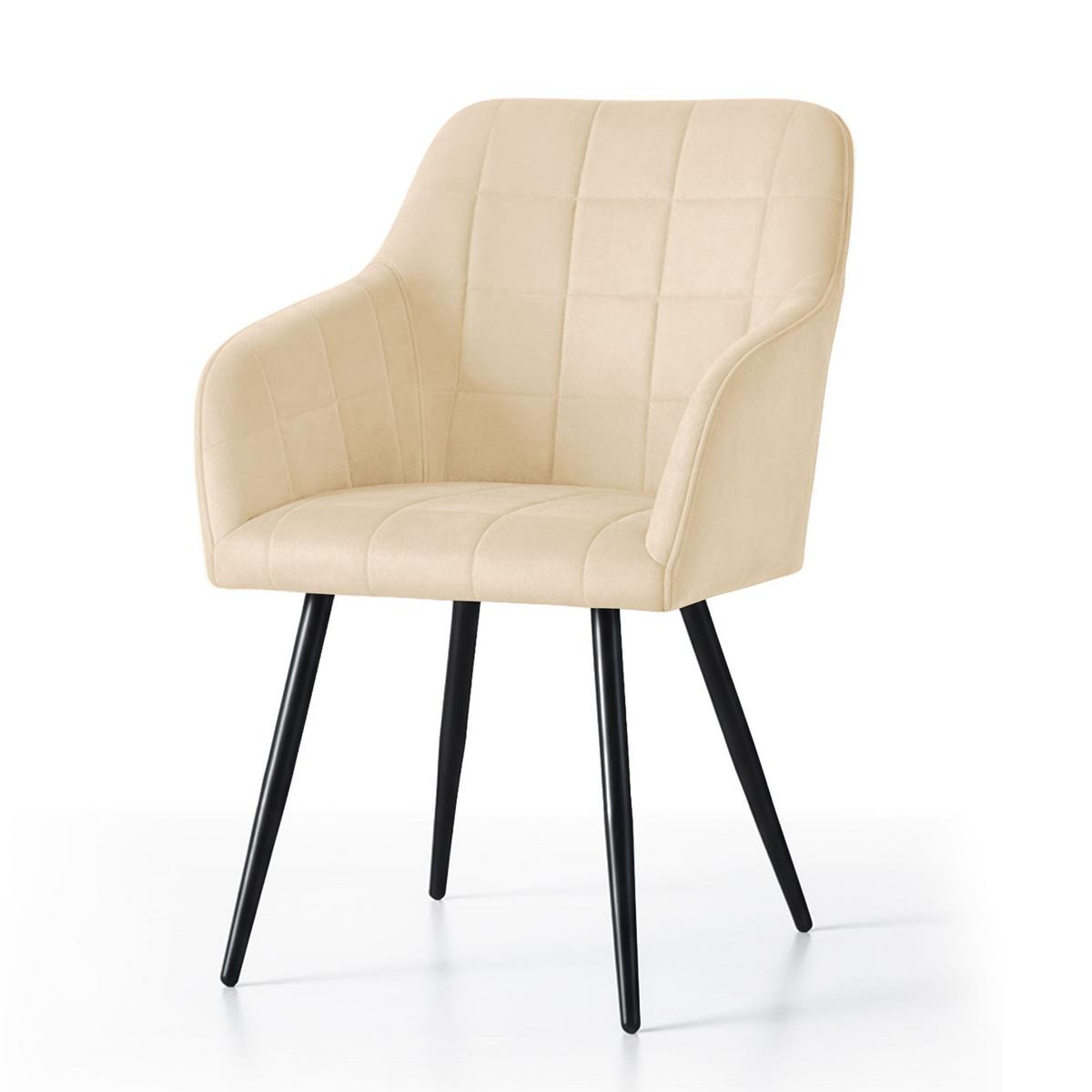 POLSTERSTUHL 6er Set, Metallbeine Beige, Schwarz 54/82/58 - Beige/Schwarz, Textil (54/82/51cm) - RAUMHIRSCH FURNITURE
