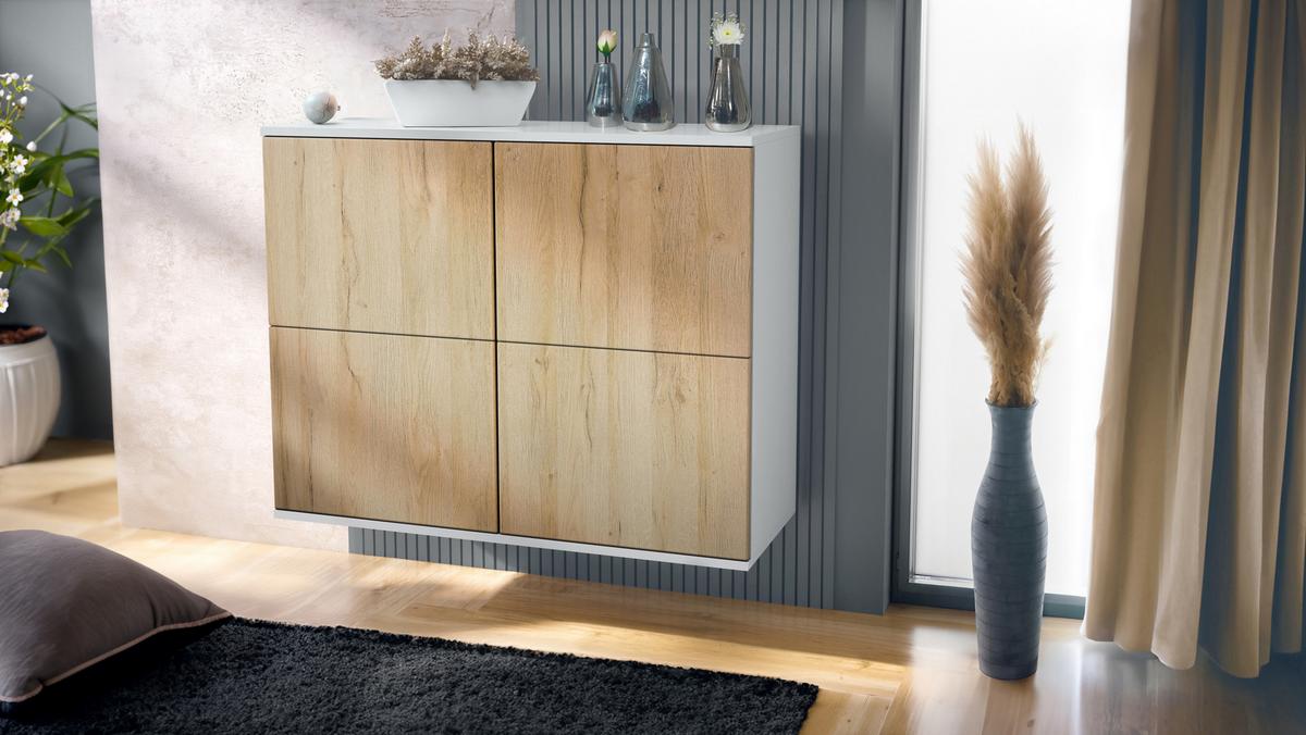 KOMMODE Rova Eiche Natur - Eichefarben, Holzwerkstoff (92.5/73.5/35cm) - Vladon