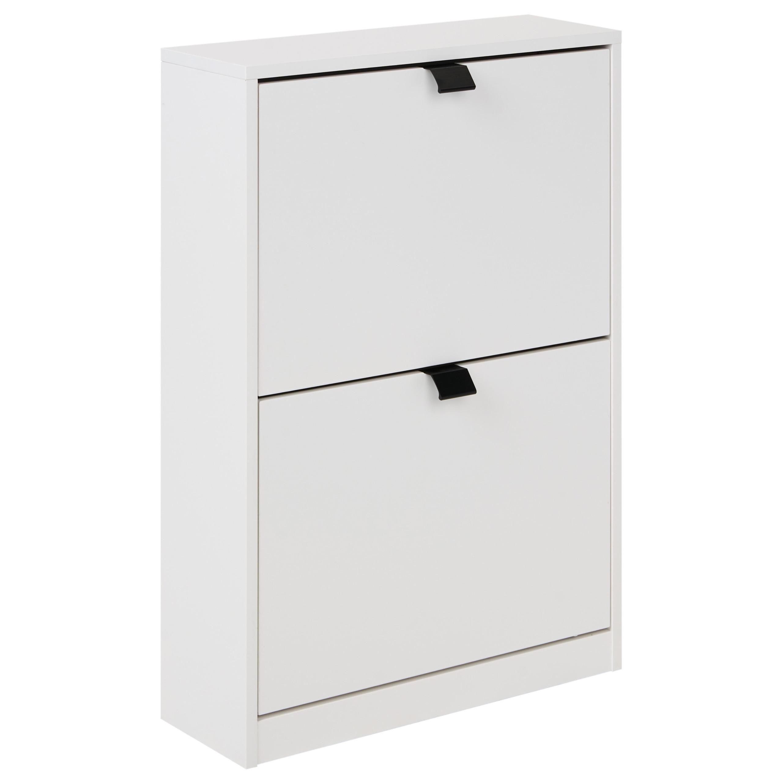 SCHUHSCHRANK Weiß Hobart - Schwarz/Weiß, Holzwerkstoff (53/75/18cm) - Beliani