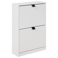 SCHUHSCHRANK Weiß Hobart - Schwarz/Weiß, Holzwerkstoff (53/75/18cm) - Beliani