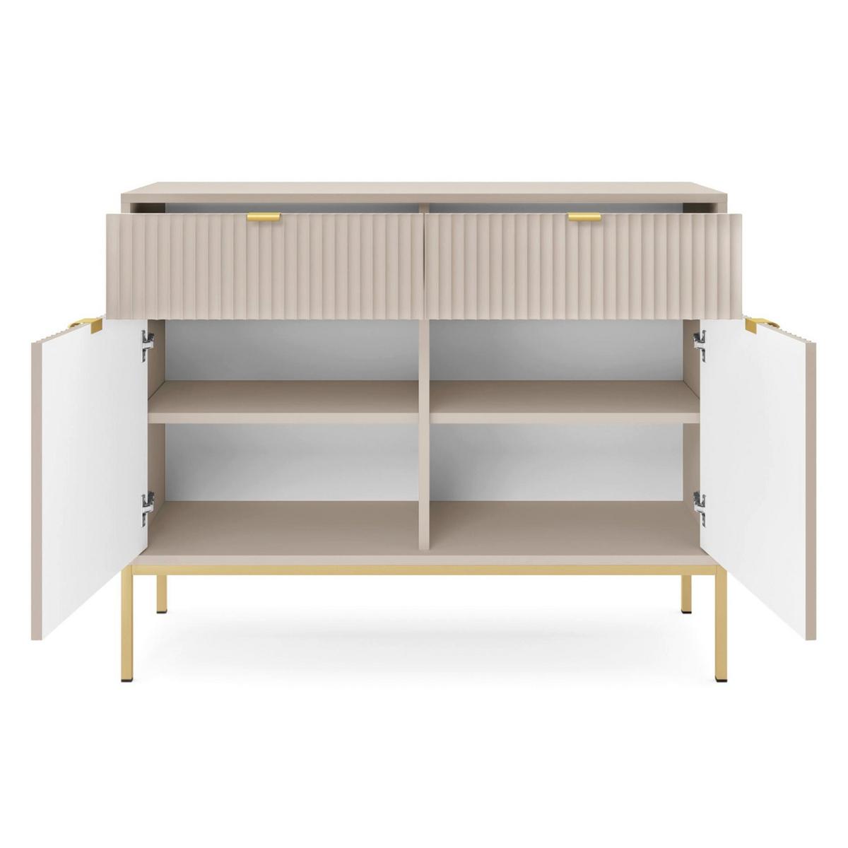 VELLORE Sideboard - Ecru/Beige, Holzwerkstoff/Metall (104/83/39cm) - Selsey