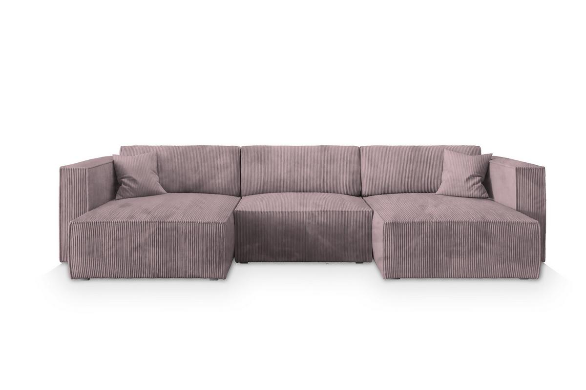 WOHNLANDSCHAFT SARMO P Lila Kordstoff mit Schlaffunktion - Lila/Grau, Holz/Kunststoff (347/70/148cm) - MASSENO