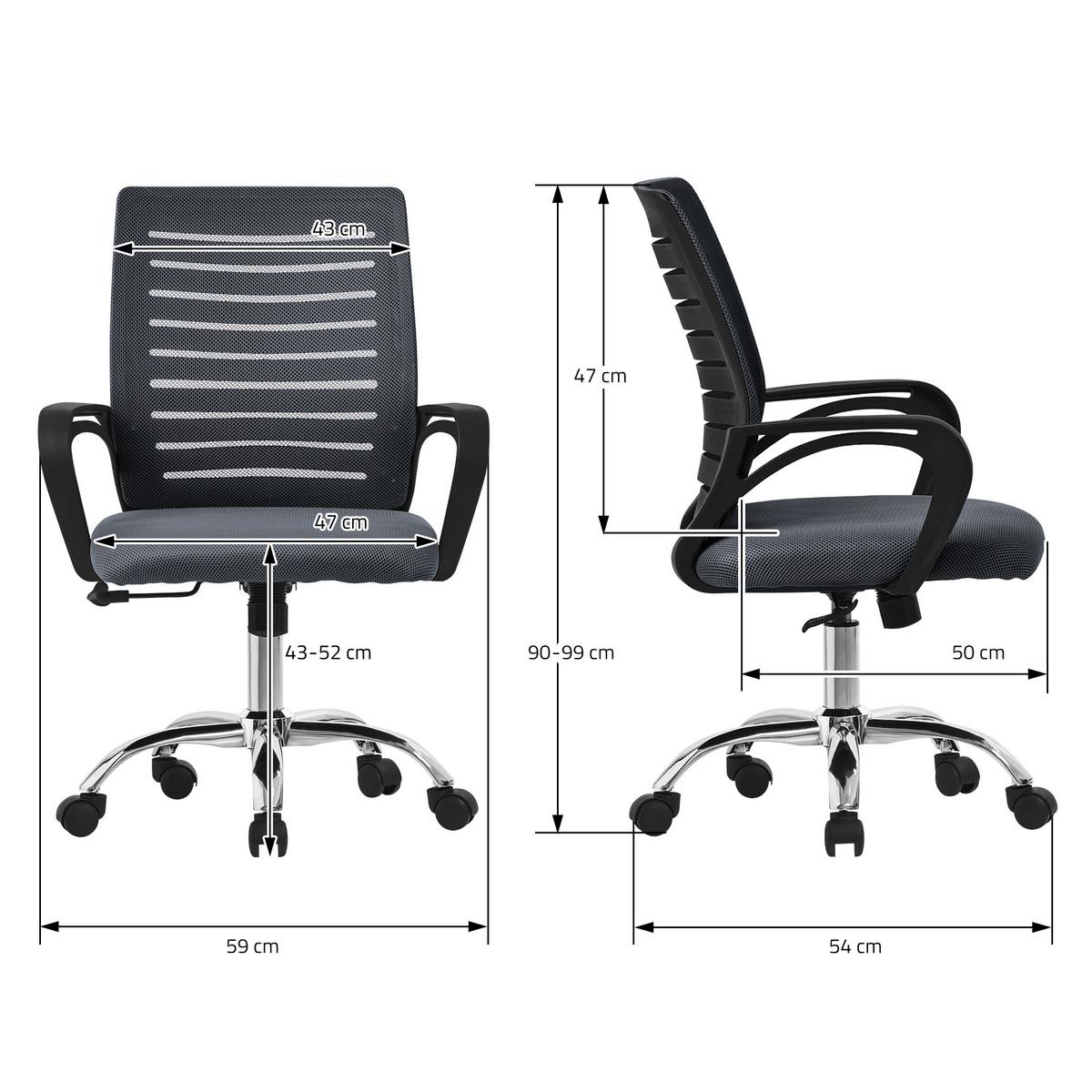BÜROSTUHL Grau - Grau, Metall (54/99/59cm) - ML-DESIGN