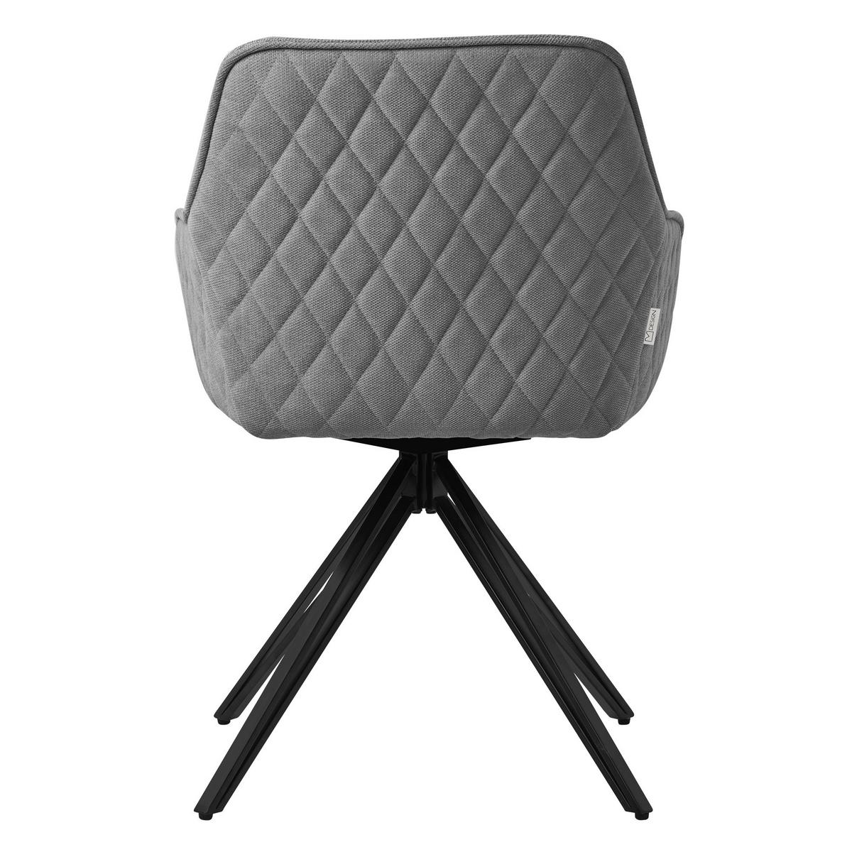 ESSZIMMERSTUHL 4er Set drehbar Grau Webstoff - Schwarz/Grau, Textil/Metall (61/84.5/57cm) - ML-DESIGN