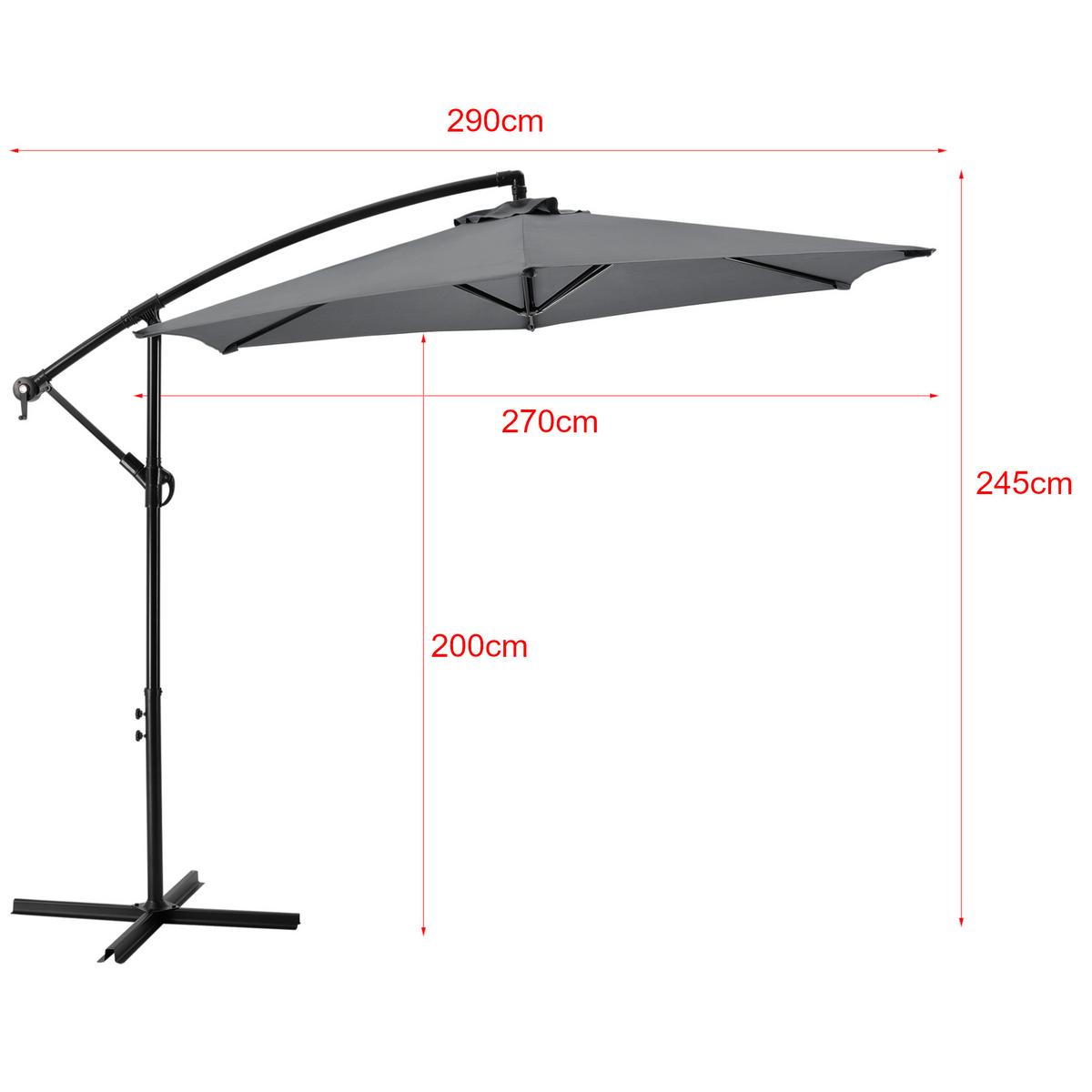 AMPELSCHIRM Budva - Grau, Textil/Metall (290/270cm) - casa.pro