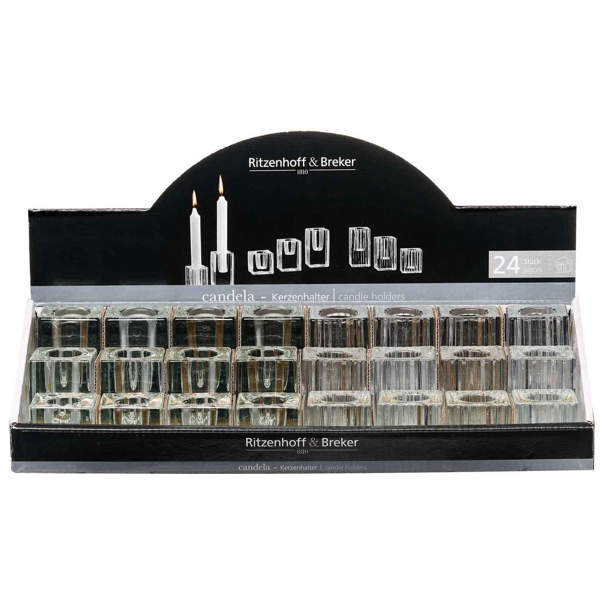 KERZENHALTER Candela transparent 4 / 6 / 8 cm 24-tlg. - Transparent, Glas (2/2/2cm) - Ritzenhoff Breker