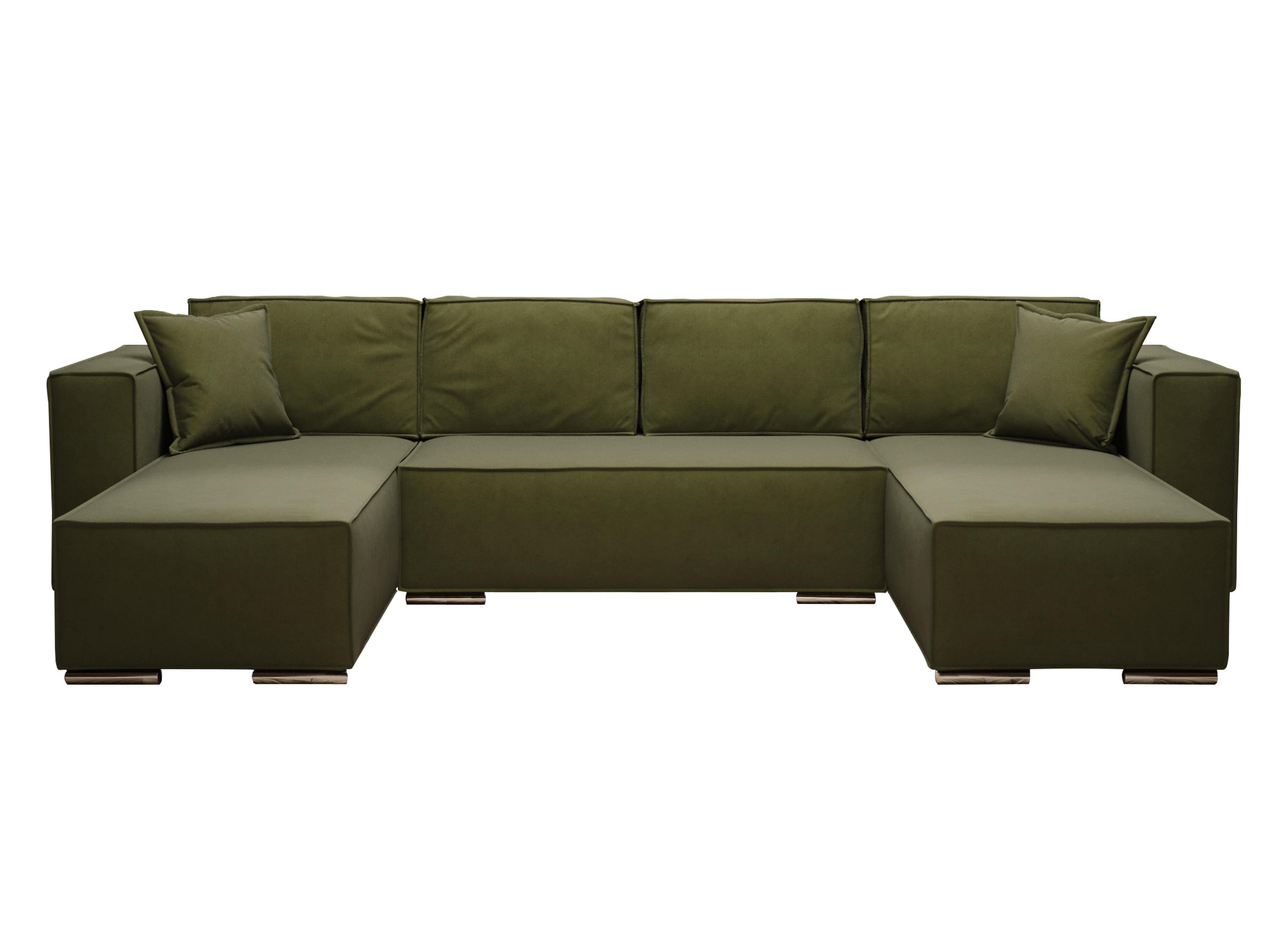 WOHNLANDSCHAFT Vinoria Dunkelgrün 327/180/82 cm mit Schlaffunktion - Chromfarben/Dunkelgrün, Textil/Metall (327/82/180cm) - AX Living