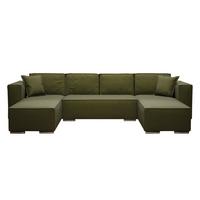 WOHNLANDSCHAFT Vinoria Dunkelgrün 327/180/82 cm mit Schlaffunktion - Chromfarben/Dunkelgrün, Textil/Metall (327/82/180cm) - AX Living