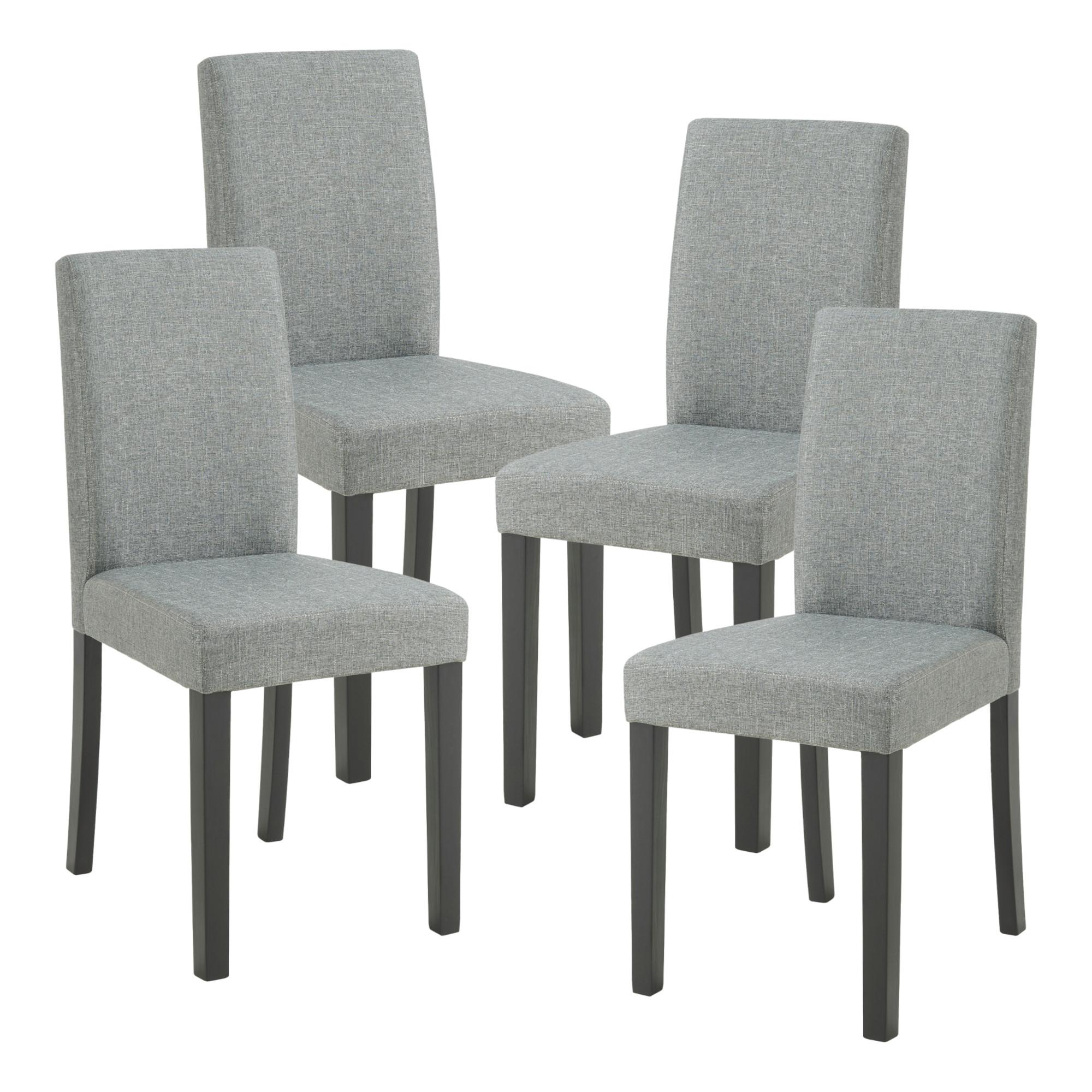ESSZIMMERSTUHL-SET HAMBURG 4 TLG. - Hellgrau/Schwarz, Holz/Textil (43/89/54cm) - [en.casa]