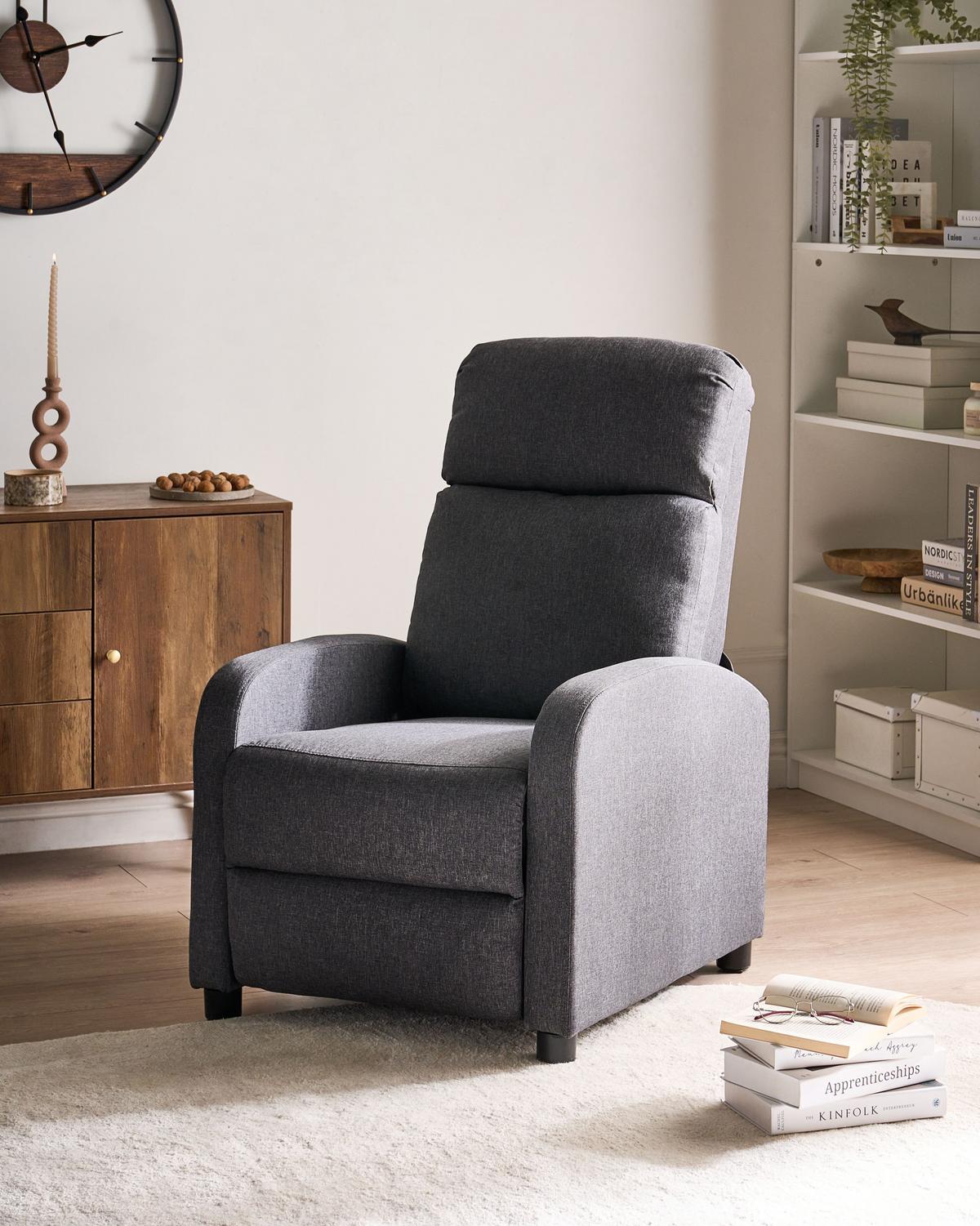 FERNSEHSESSEL Dunkelgrau Eminence - Dunkelgrau/Schwarz, Textil (66/103/74cm) - Beliani