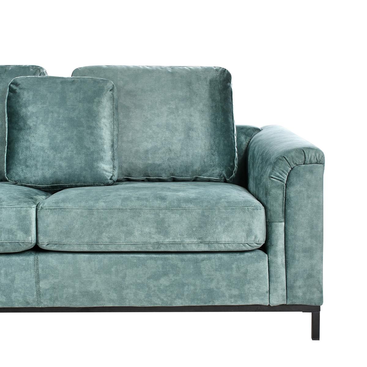 ECKSOFA 4-Sitzer Samtstoff Blaugrün rechtsseitig Oslo - Blau/Jadegrün, Textil (270/151cm) - Beliani