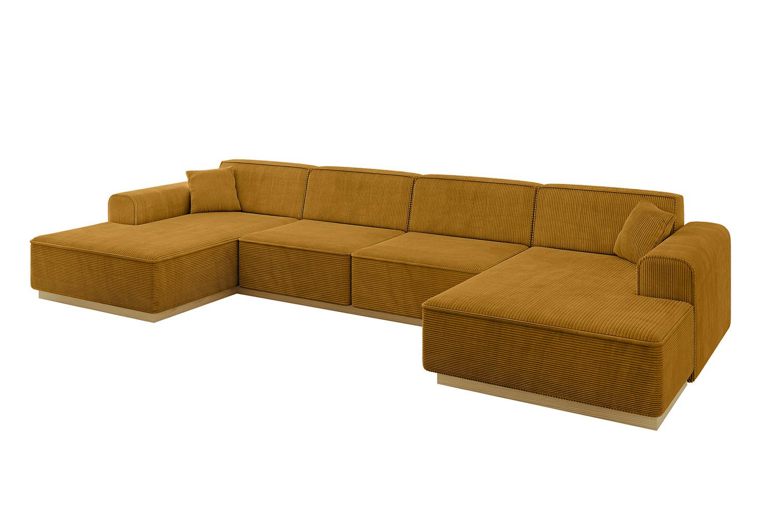 WOHNLANDSCHAFT IREA-U2-v2 - 386x165x80 cm Senfgelb - Grün, Holzwerkstoff/Textil (386/80/165cm) - ALTDECOR