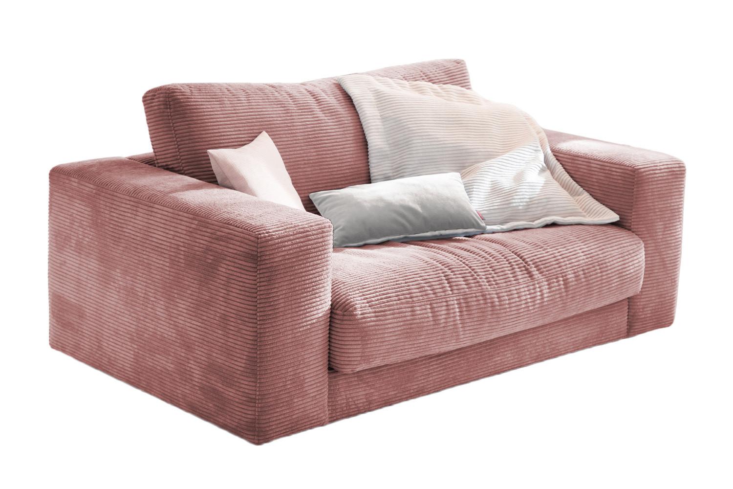 LOVESEAT MADELINE Pink Cord - Schwarz/Rosa, Kunststoff/Textil (170/86/127cm) - KAWOLA