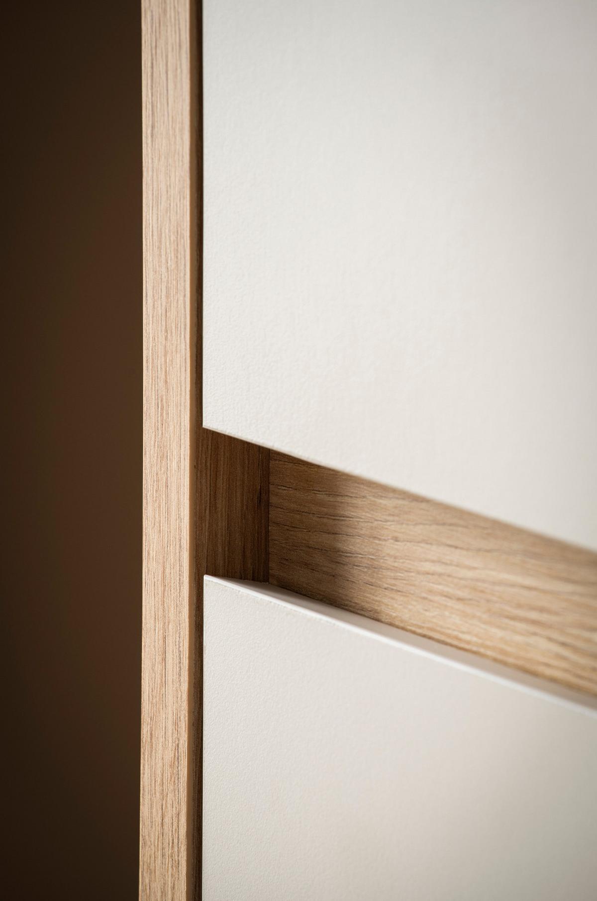 BUFFET Kaschmir, Eiche Artisan 202 x 199 cm, Vitrinenschrank mit Soft-Close - Kaschmir/Eiche Artisan, Glas/Holzwerkstoff (202/199/40cm) - Furn.Design
