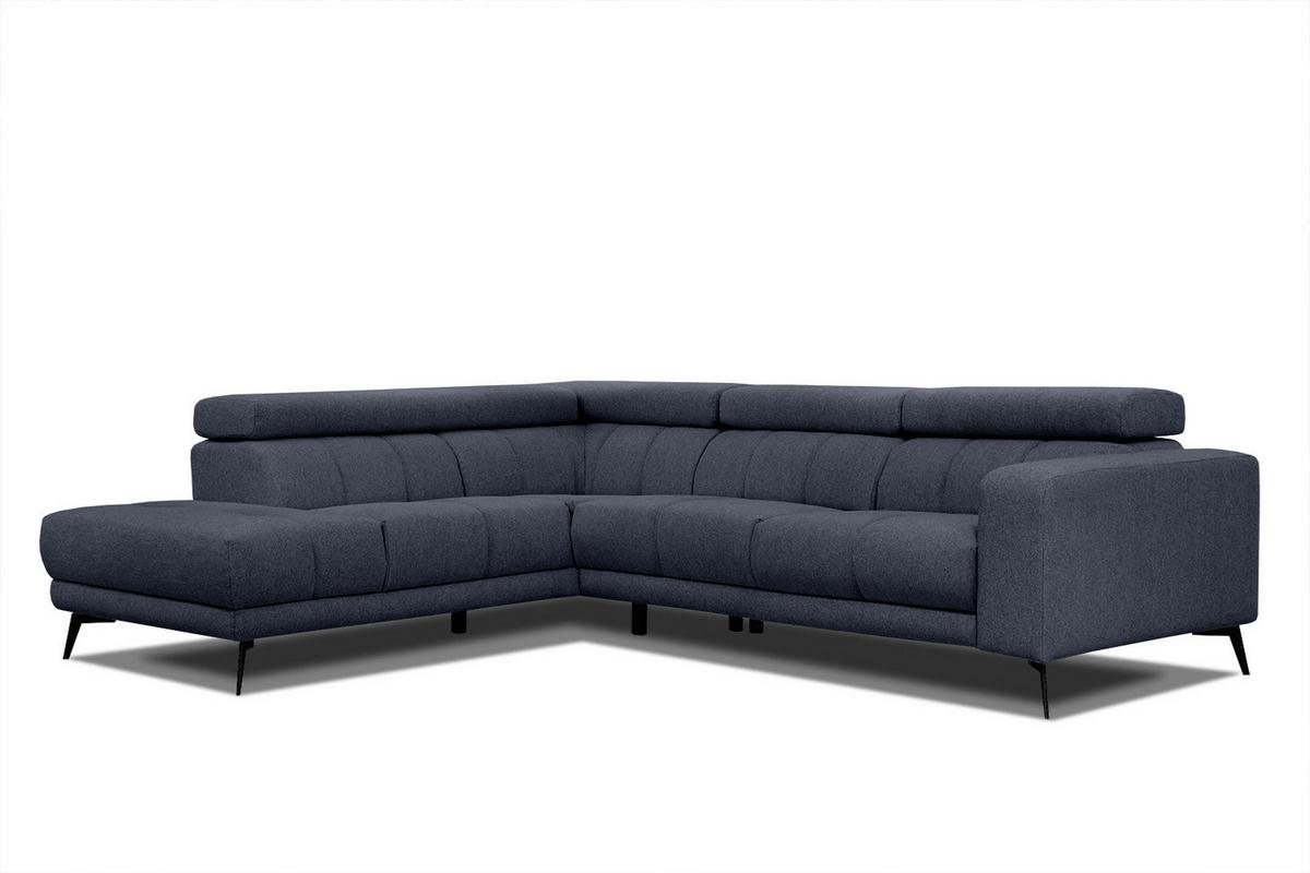 ECKSOFA MORELLO 5-Sitzer, dunkelblau - Schwarz/Dunkelblau, Holzwerkstoff/Textil (158/269cm) - Wozimo