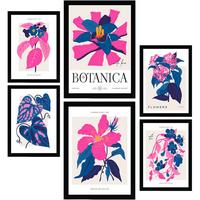 POSTER Set Mit 6 Blumen Rosa Explosionen A3 & A4 Rahmenlos - Klar, Papier (29/3cm) - Nacnic