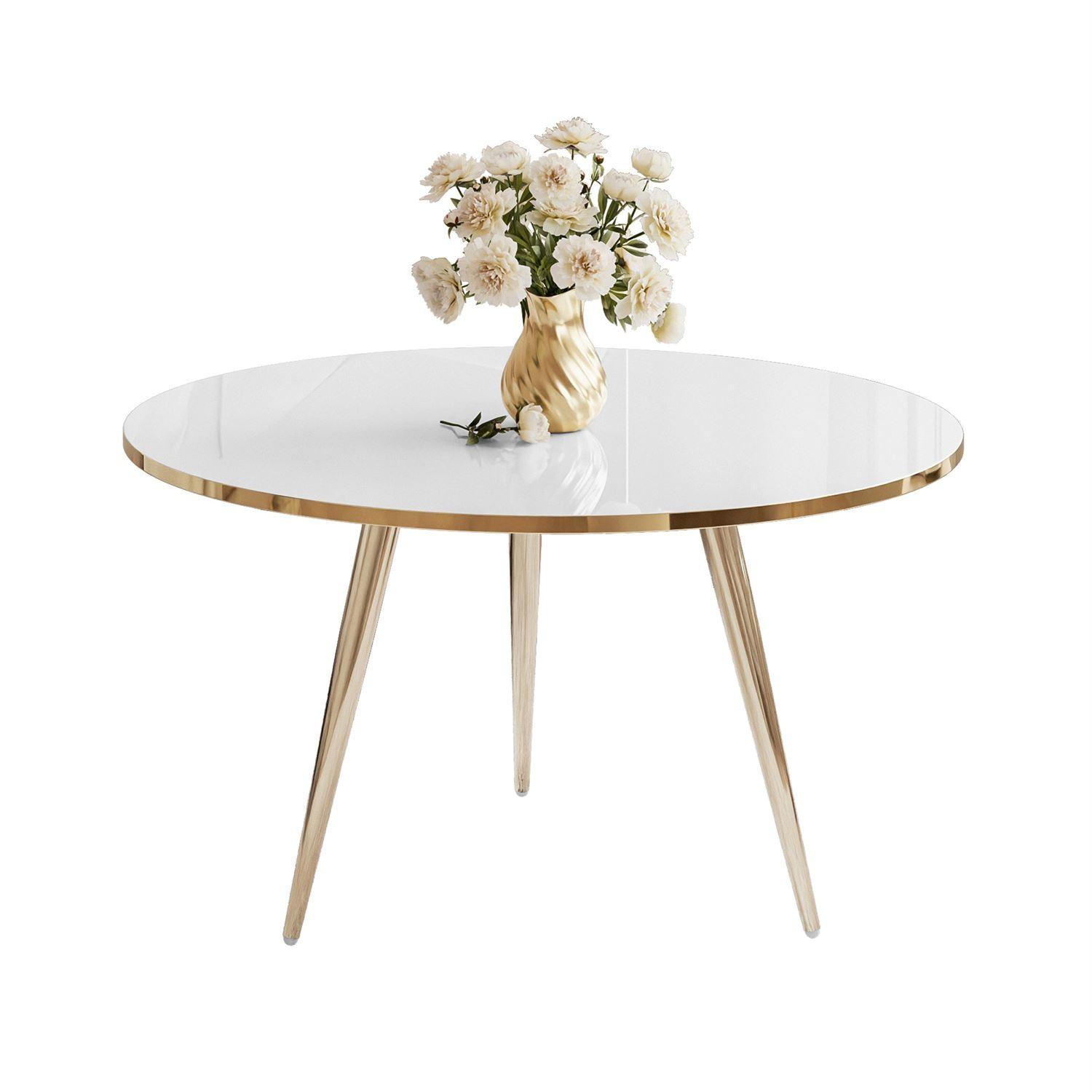 COUCHTISCH SOLEIL GOLD Hochglanz, Weiß Hochglanz, 70cm - Weiß, Holzwerkstoff (70/70/47cm) - Lookway