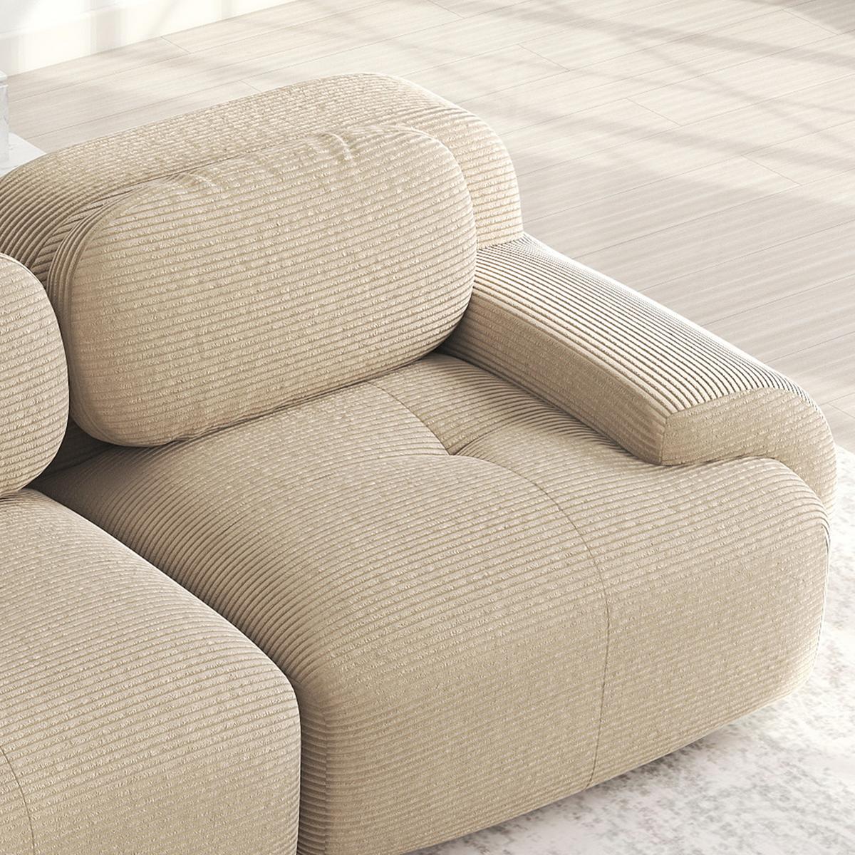 3-SITZER-SOFA in Premium-Cord Montagefrei & Rutschfest - Beige, Textil (298/75/103cm) - Urban Meuble