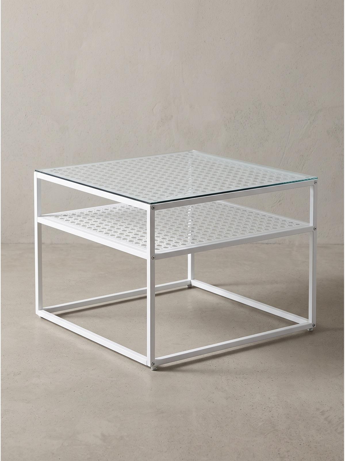 COUCHTISCH ALCUDIA, Einscheibensicherheitsglas, Weiß, 60 x 60 x 45 cm - Weiß, Glas/Metall (60/60/45cm) - KADIMA DESIGN
