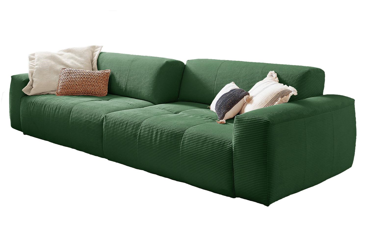SOFA MIT SITZTIEFENVERSTELLUNG PALACE Smaragdgrün Cord Relaxfunktion - Smaragdgrün/Schwarz, Kunststoff/Textil (298/74/120cm) - KAWOLA
