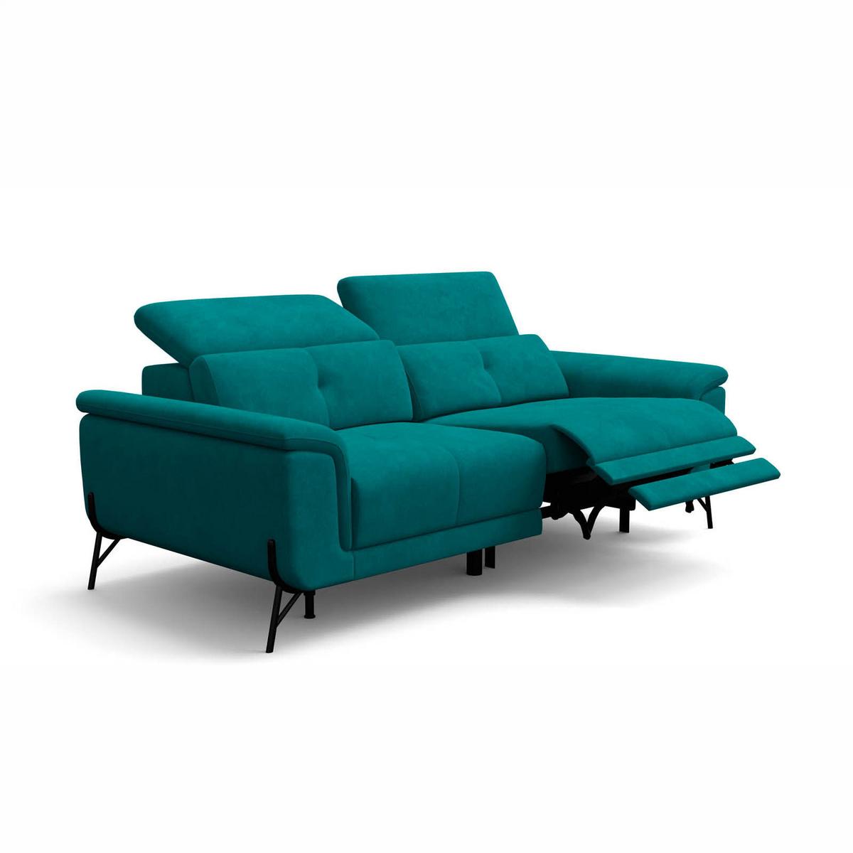 SOFA RELAX AVENA 3-Sitzer, dunkelgrüner Veloursstoff - Dunkelgrün/Schwarz, Holz/Textil (204/80/108cm) - Courtois Laville