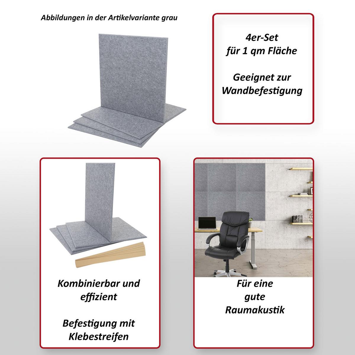 AKUSTIKWANDPANEEL Grau Komplett-Set - Grau, Textil (50/50/1cm) - MCW
