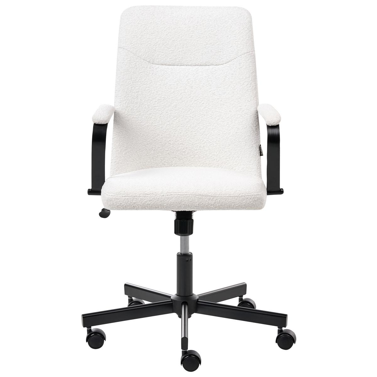 BÜROSTUHL Bouclé Weiß Caroga - Weiß, Textil (62/90/62cm) - Beliani