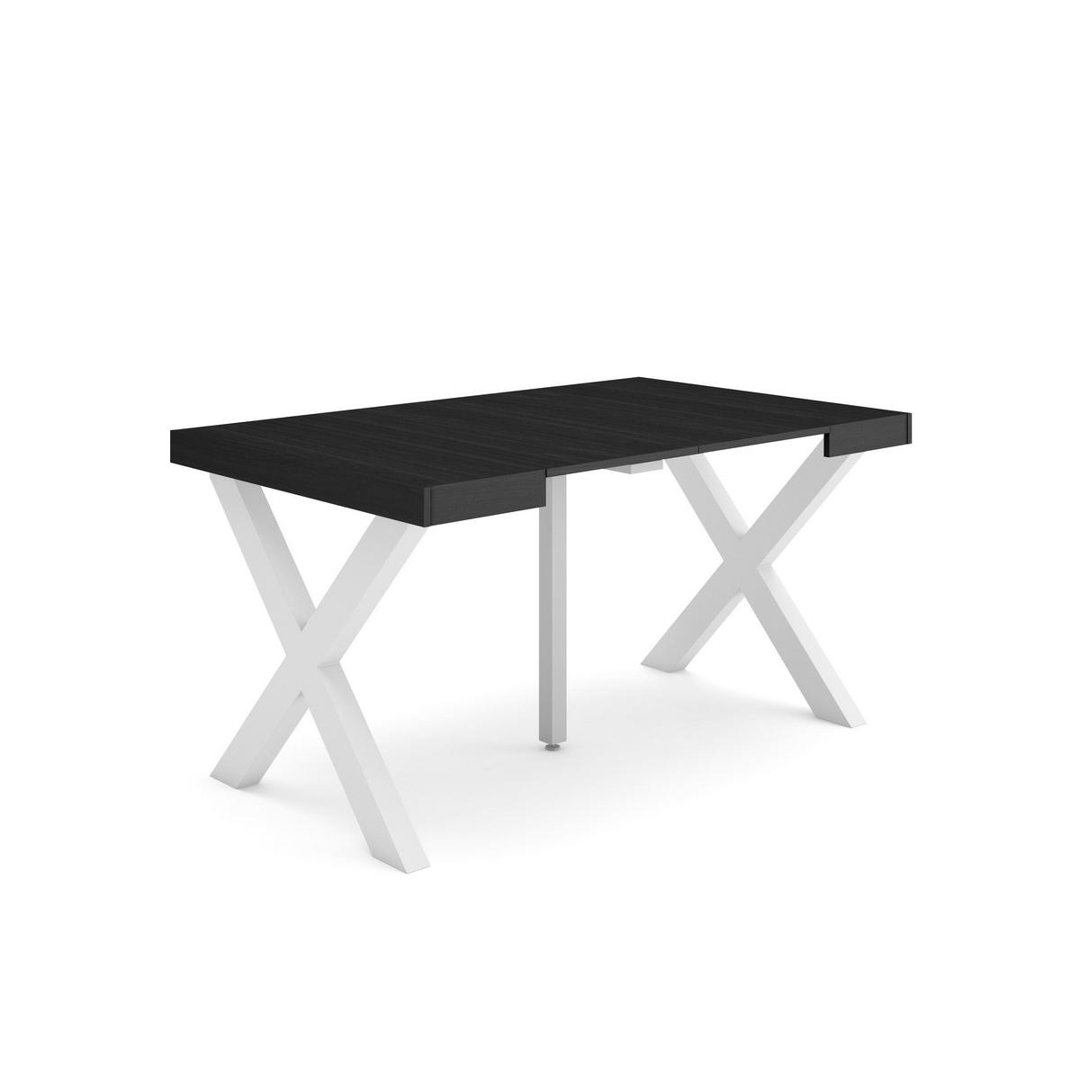 KONSOLENTISCH ausziehbar 58 bis 140cm, für 6 Gäste, schwarz, 90/58/73cm - Schwarz, Holzwerkstoff (90/140/73cm) - Skraut Home