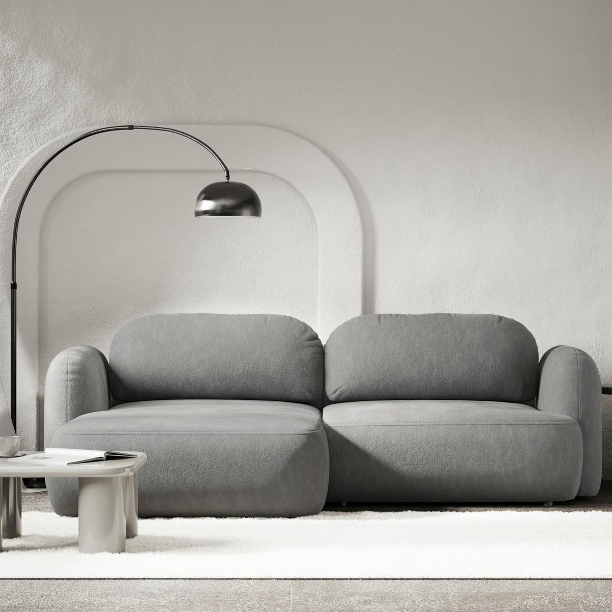 ECKSOFA Tvoya graues Chenille - Schwarz/Grau, Kunststoff/Textil (267/175cm) - Selsey