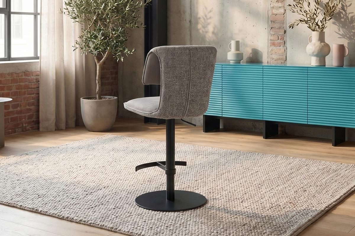 BARHOCKER LILIANA Grau Webstoff Drehbar (360°) (1er-Set) - Grau, Kunststoff/Textil (46/91/61cm) - KAWOLA
