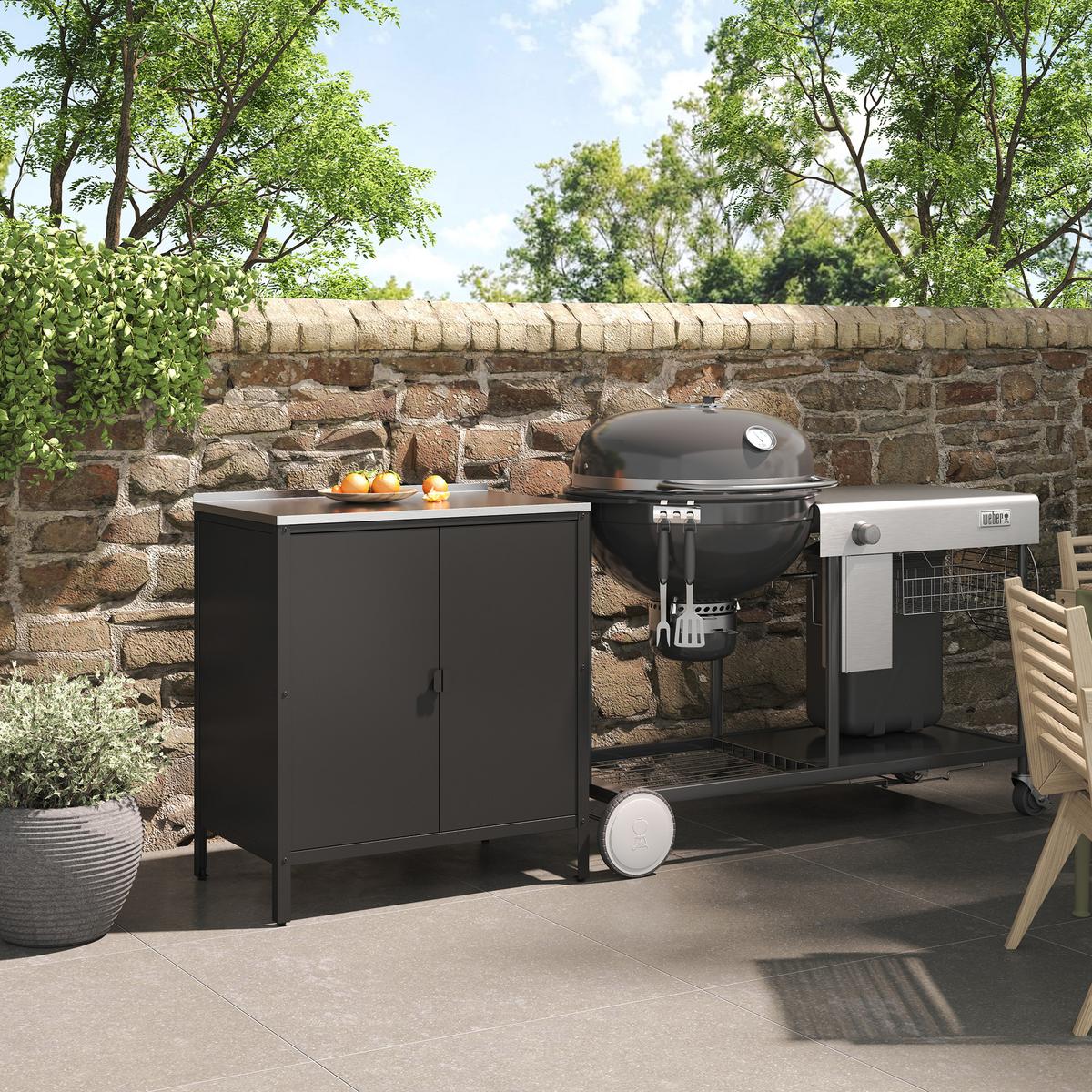 OUTDOOR-SCHRANK Bolognano - Schwarz, Metall (80/92/50cm) - casa.pro