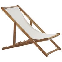 GARTENLIEGE hellbraun Textil cremeweiß Anzio - Hellbraun/Creme, Textil (54/70/97cm) - Beliani