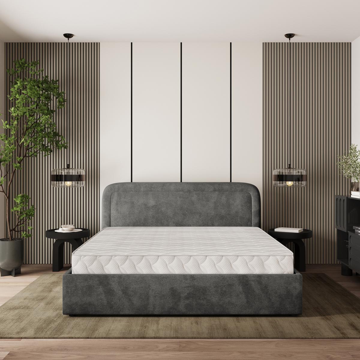 POLSTERBETT BENIRA K 120x200 cm mit Bettkästen - Grau - Grau, Holz/Textil - MASSENO