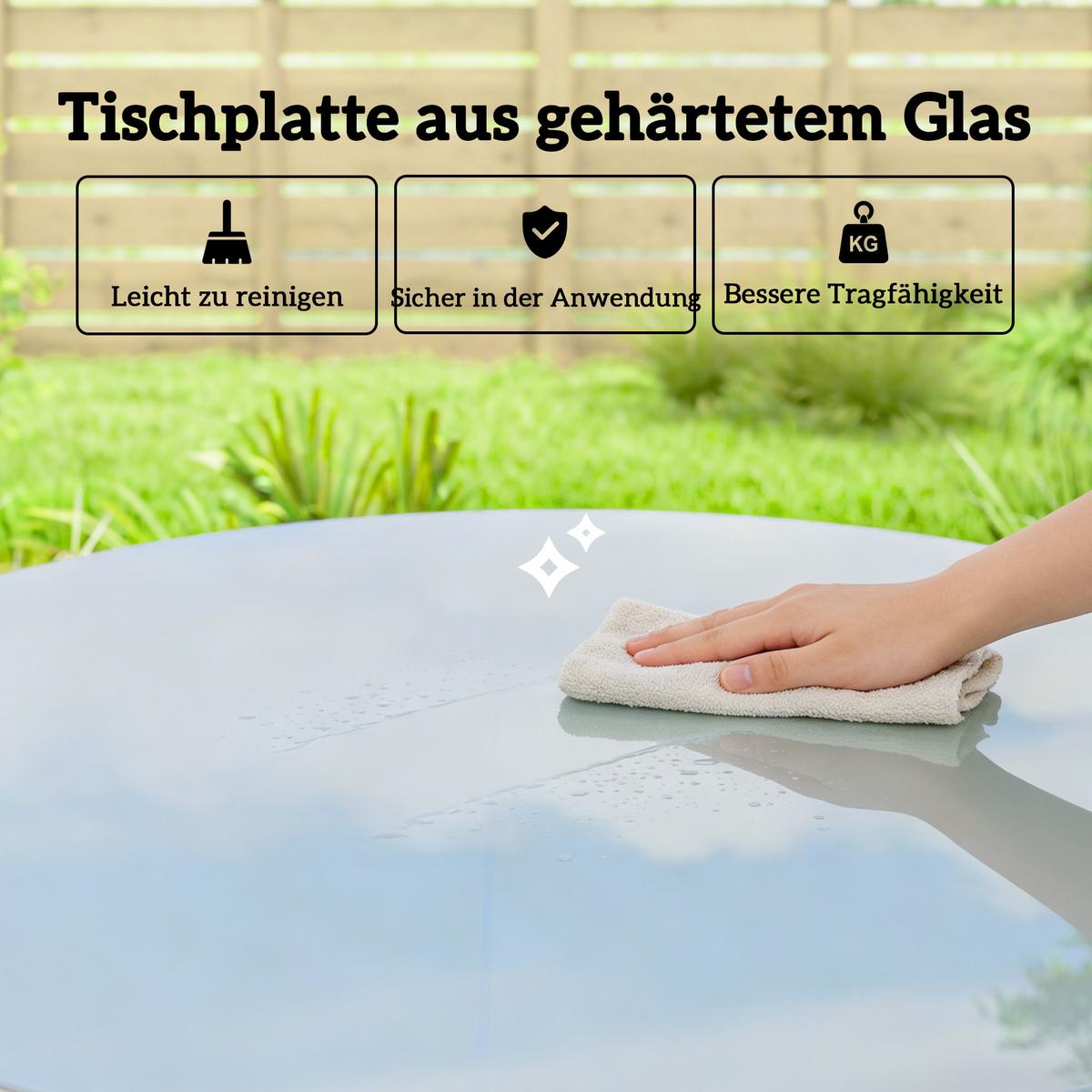GARTENTISCH Stahl gehärtetes Glas Grau - Grau, Metall (80/80/74cm) - Outsunny