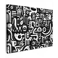 LEINWANDBILD Symbole - Abstrakt - Grafik - Schwarz Wandbild 40x30 cm - Schwarz, Textil (40/30cm) - MuchoWow