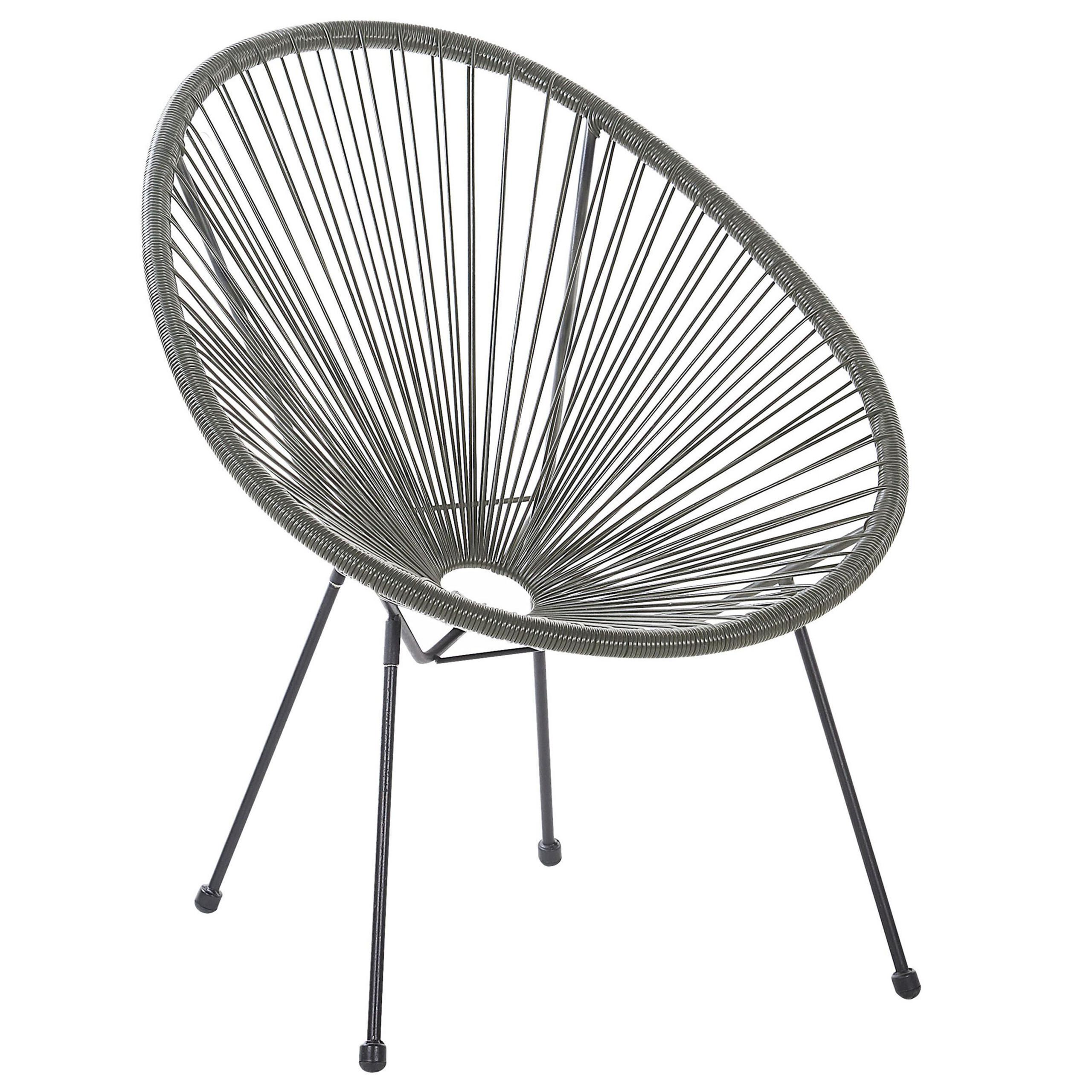 RATTANSTUHL Kunststoff dunkelgrau 70 cm Acapulco II - Schwarz/Grau, Kunststoff (70/87/90cm) - Beliani