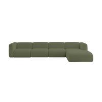 ECKSOFA Ottomane Rechts MIRA-L3 409x179x70 Grün Bouclé - Schwarz/Olivgrün, Holzwerkstoff/Kunststoff (409/179cm) - ALTDECOR