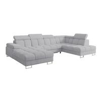 WOHNLANDSCHAFT mit Schlaffunktion und Bettkasten Ottomane RECHTS COMA U 345x203x79 Grau Cord - Anthrazit, Holzwerkstoff/Textil (203/79/345cm) - ALTDECOR