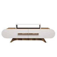 TV-MÖBEL 2 Türen Dekor Nussbaum und Weiß L145 cm - Rose - Apfelbaumfarben, Holzwerkstoff (36.8/49.8/145cm) - Calicosy