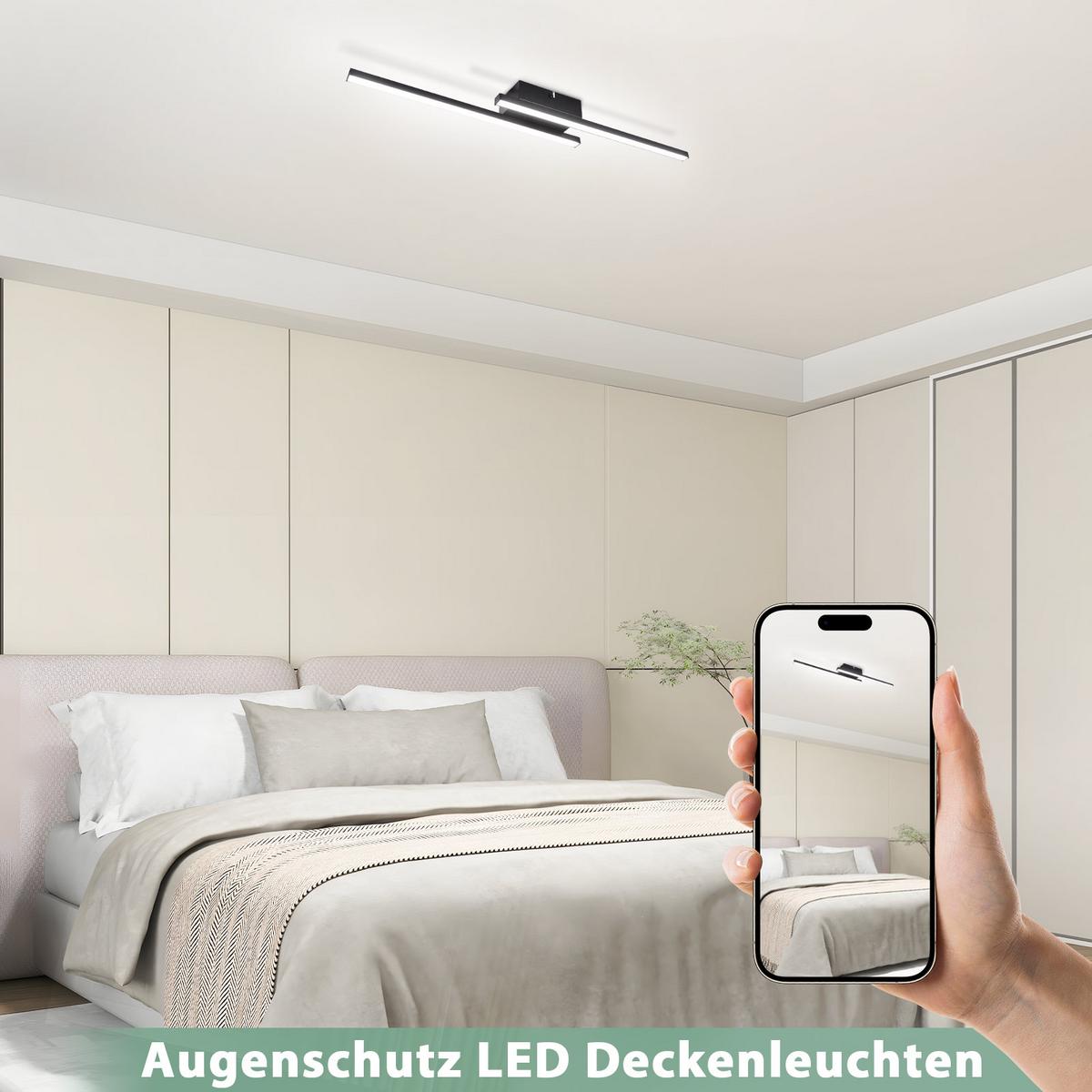 LED DECKENLEUCHTE Orythos 61.5/7/4.8 cm - Schwarz, Kunststoff/Metall (61.5/7/4.8cm) - ZMH