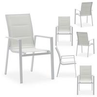 GARTENSTÜHLE TRAPANI 6er-Set weiß - Weiß, Textil (42/91/43cm) - IDIMEX