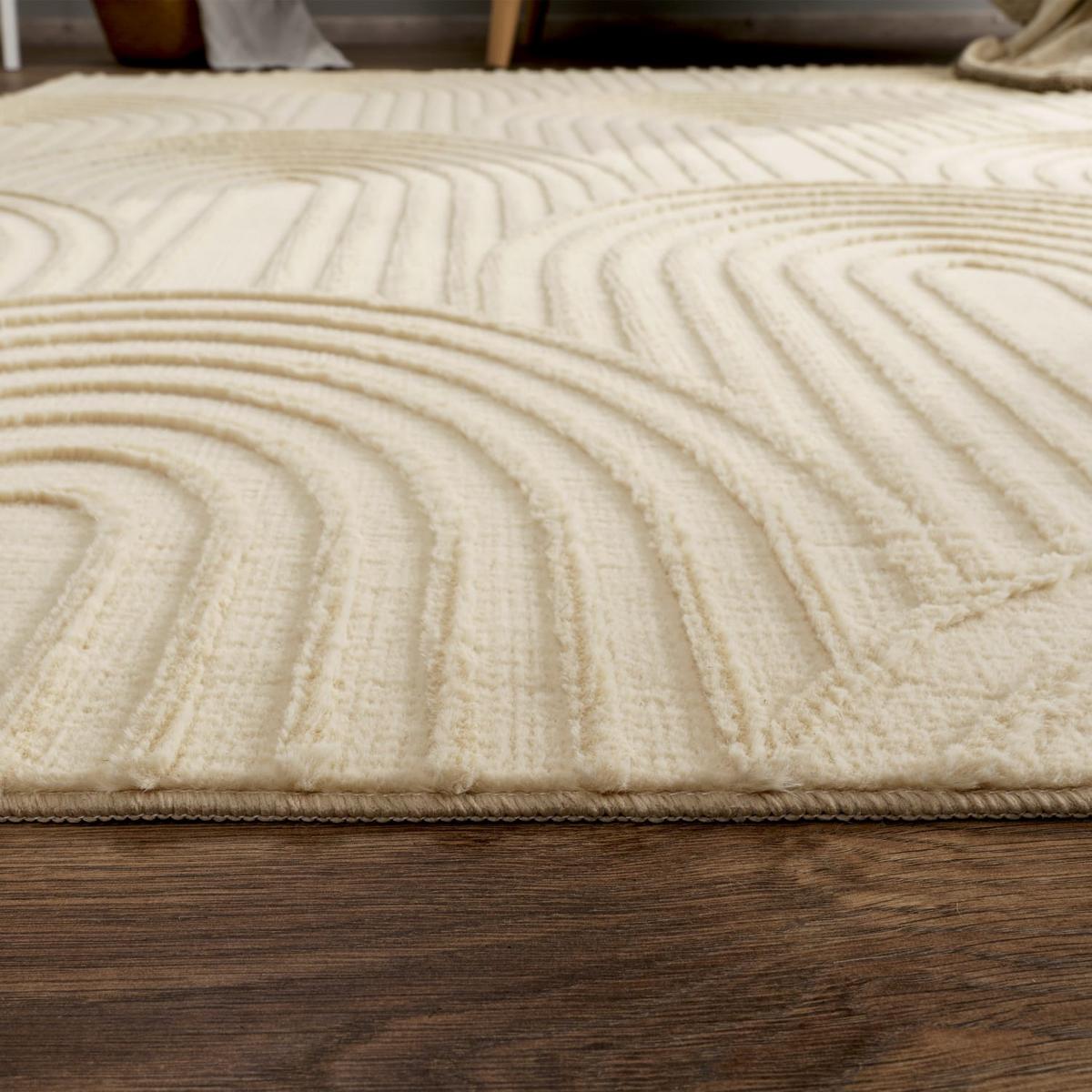 KURZFLORTEPPICH, mit Struktur, aus Polyester, Beige, 200 x 280 cm - Beige, Textil (280/200cm) - KADIMA DESIGN