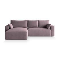 ECKSOFA FORIL P Lila Kordstoff mit Schlaffunktion - Lila/Grau, Holz/Kunststoff (265/178cm) - MASSENO