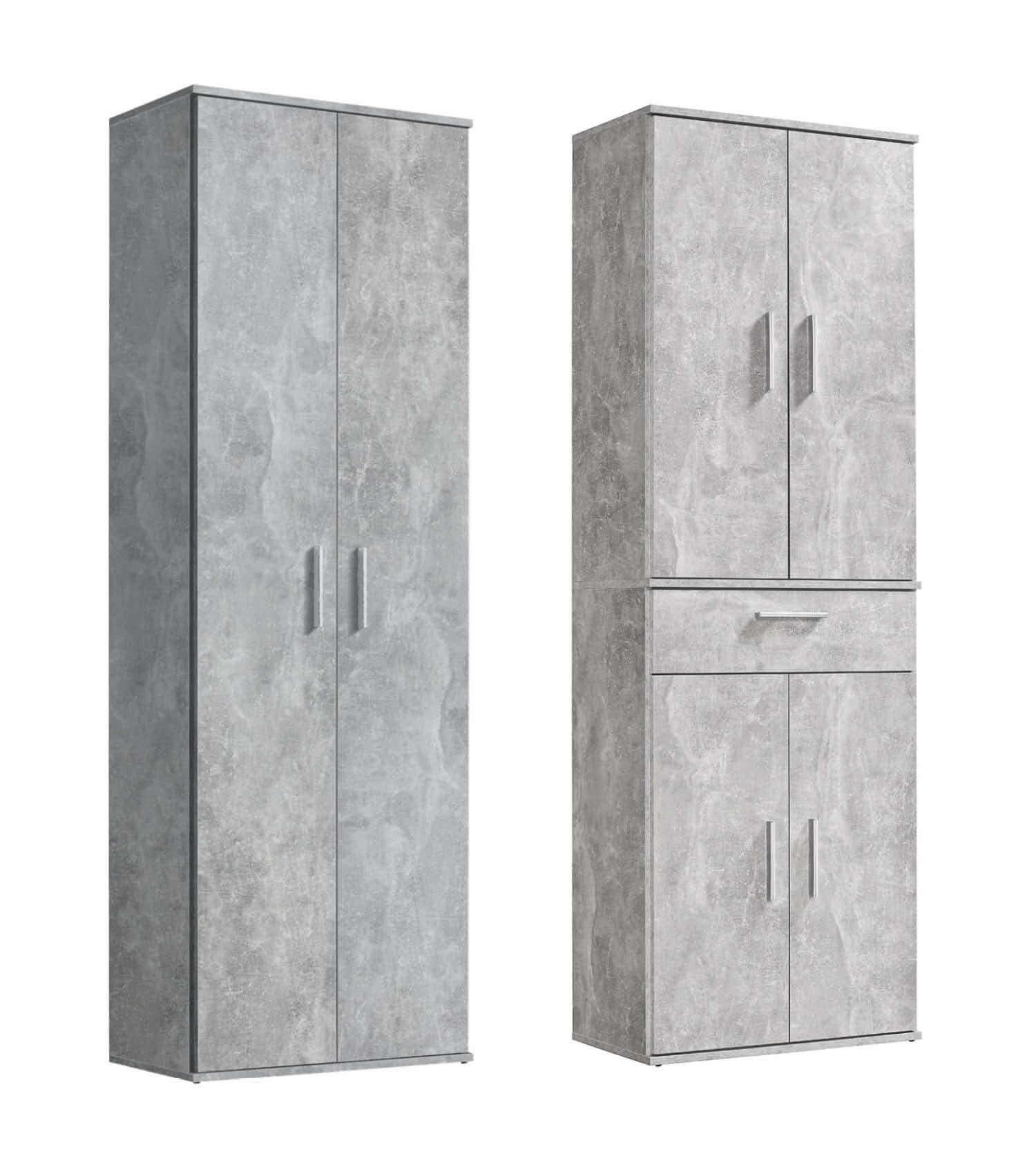 MEHRZWECKSCHRANK SET Der Allzweckwaffe - Silberfarben/Grau, Holzwerkstoff (60/180/34cm) - Mokebo