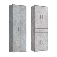 MEHRZWECKSCHRANK SET Der Allzweckwaffe - Silberfarben/Grau, Holzwerkstoff (60/180/34cm) - Mokebo
