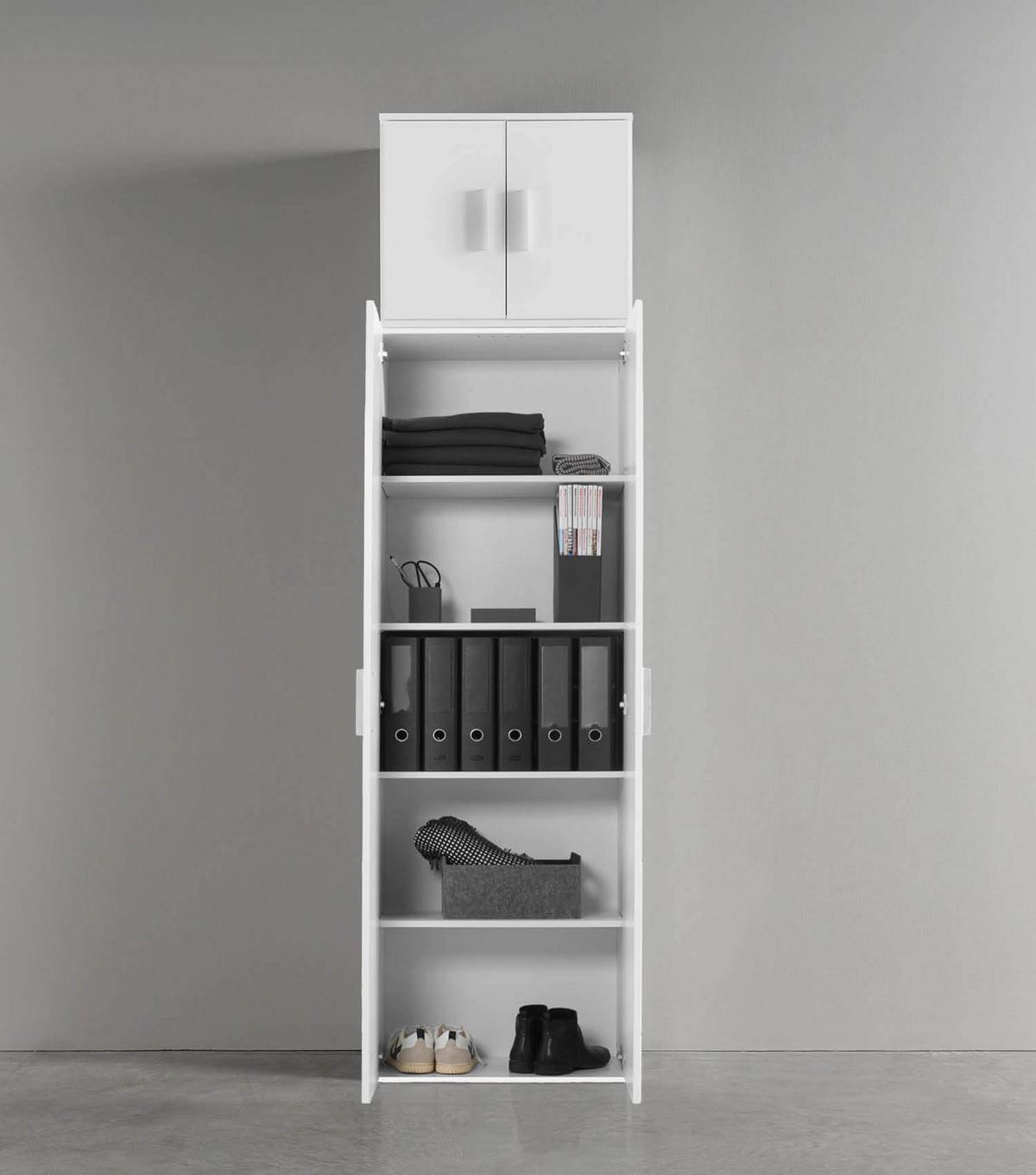MEHRZWECKSCHRANK Der Extralange - Silberfarben/Weiß, Holzwerkstoff (60/230/34cm) - Mokebo