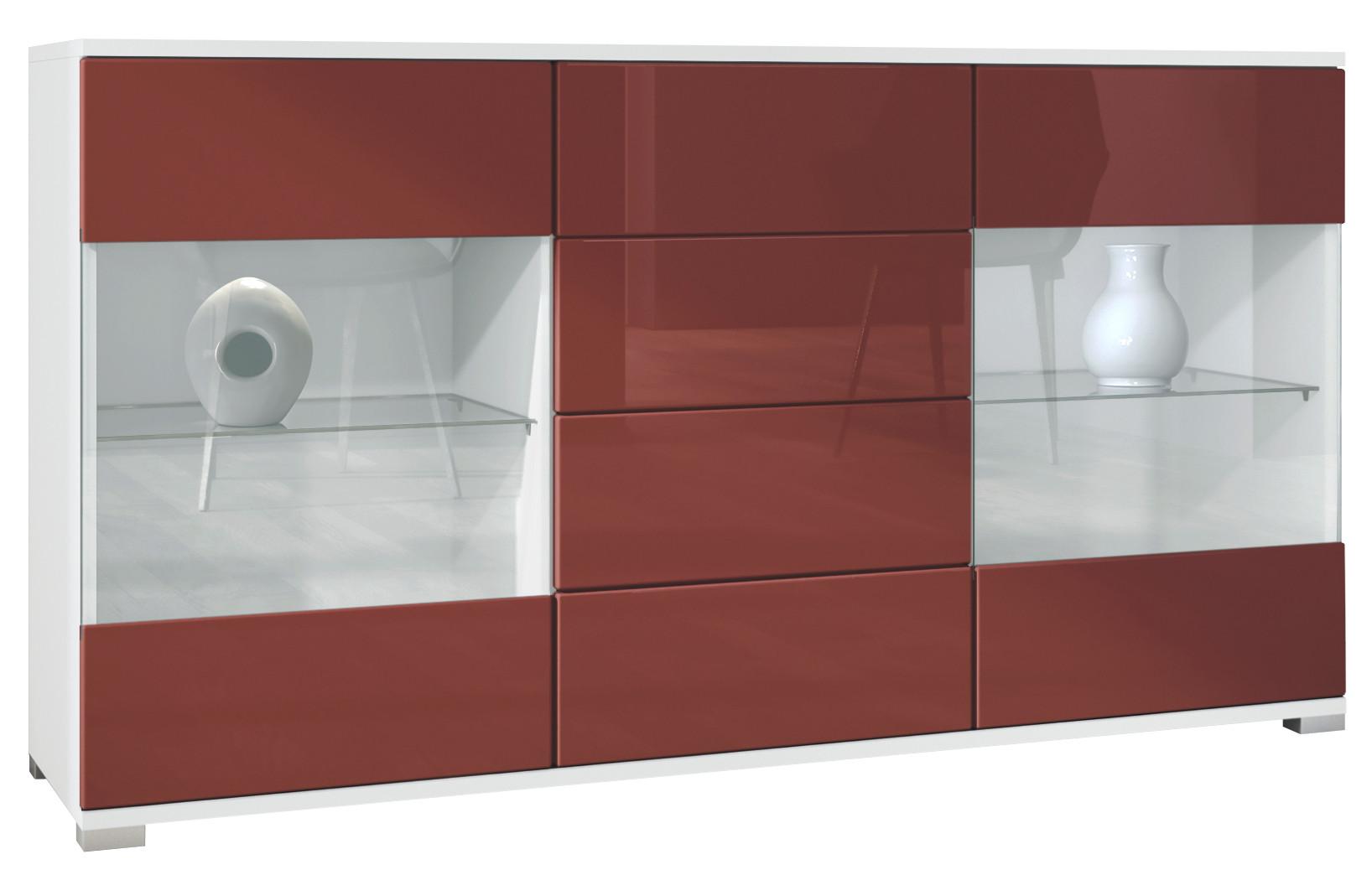 SIDEBOARD Bari Bordeaux Hochglanz - Bordeaux, Holzwerkstoff (138.5/75.5/35cm) - Vladon