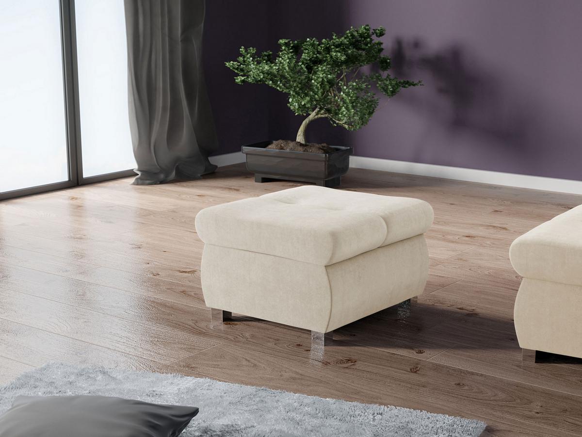 POLSTERHOCKER Orkan Klein - Silberfarben/Naturfarben, Holz/Textil (60/39/60cm) - MIRJAN24