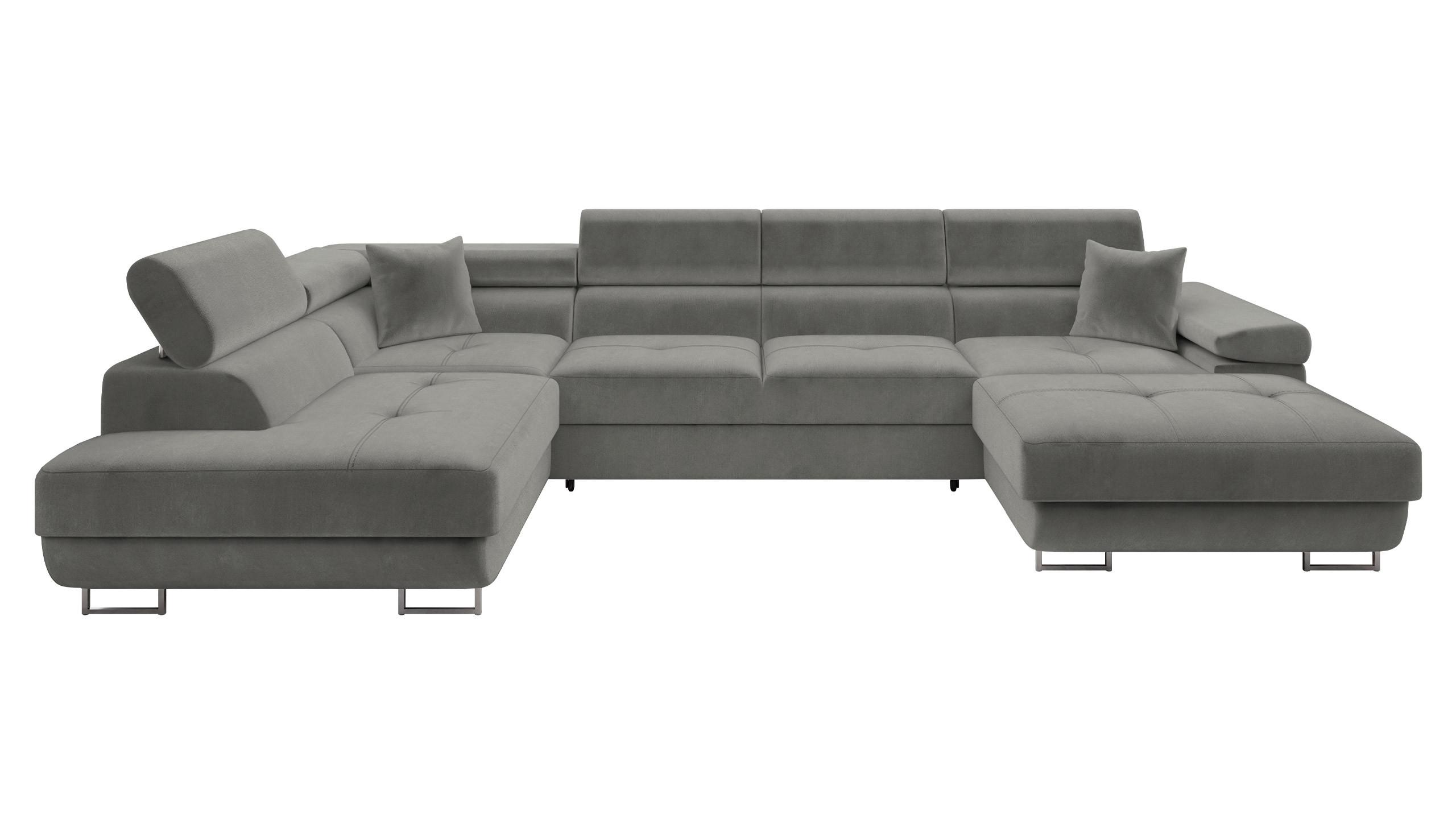 WOHNLANDSCHAFT Torezio Bis, Seite: Links - Silberfarben, Holz/Textil (346/90/203cm) - MIRJAN24