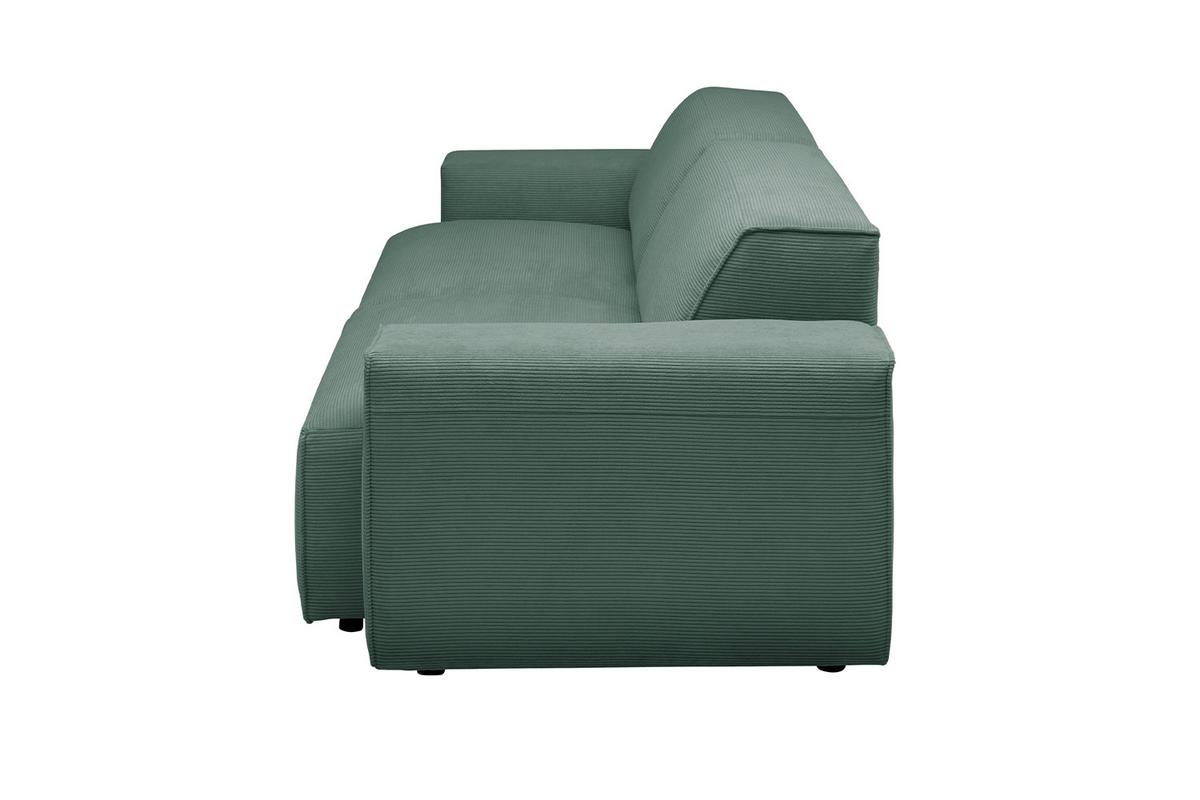 SOFA RANI Smaragdgrün Cord - Smaragdgrün/Schwarz, Kunststoff/Textil (256/71/101cm) - KAWOLA